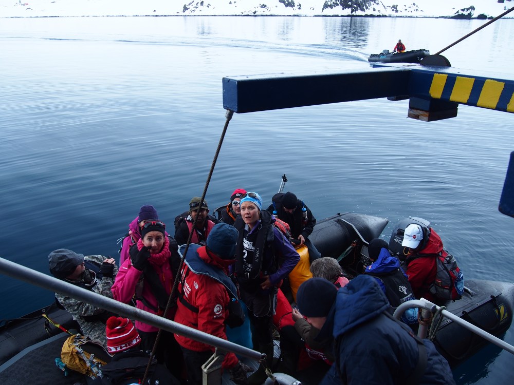 The excitement of preparing to go ashore for the first time.