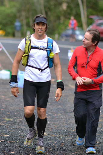 Coming into Mooney Mooney with Supercre Graham. Superpacer Jess is probably out of shot doing hill repeats while waiting for us to get going again. Pic courtesy of Terrigal Trotters.